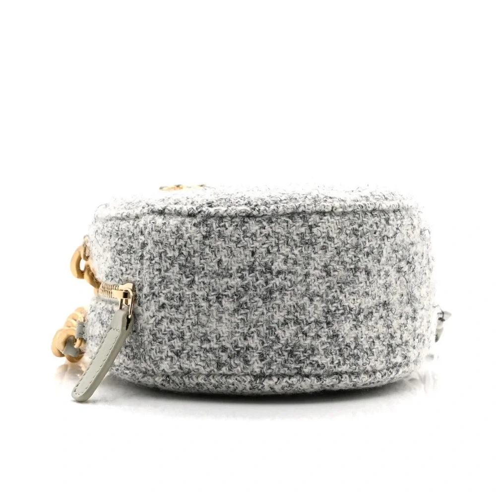 Chanel 19 Gray Tweed & Wool Round Shoulder Bag NWOT Full Inclusion